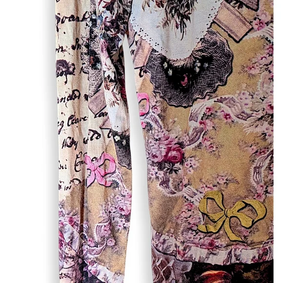 Eva Claudi vintage Y2K very rare Marie Antoniette barroquee long sleeve top W' S - Picture 6 of 12